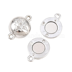 ループ付き304ステンレススチール製マグネット留め具  丸い穴  スターとフラットラウンド  9x14x6mm  穴：1.2mm  1~1.4mmのラインストーンに適する&nbsp;STAS-P452-04H-P