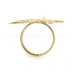 304ステンレススチール製調節可能な女性用指輪  葉  ゴールドカラー  usサイズ7 1/4(17.5mm)&nbsp;RJEW-H216-01G