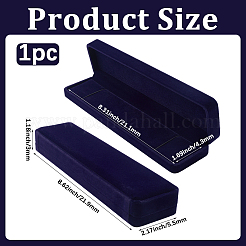 ベルベットネックレスギフト収納ボックス  ヒンジ付き蓋付き  長方形  ミッドナイトブルー  21.9x5.5x3cm&nbsp;CON-BBC0001-30A