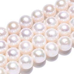 天然養殖淡水パールビーズ連売り  ラウンド  乳白色  8.5~9.5mm  穴：0.6mm  約47~48個/連  15.55~16.14インチ（39.5~41cm）&nbsp;PEAR-N016-08A