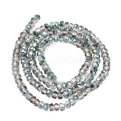 電気メッキガラスビーズセット  パール光沢メッキ  多面カット  ロンデル  ダークシーグリーン  2.4~3.2x4mm  穴：1mm  約147~152個/連  39~45cm&nbsp;GLAA-Q105-03Z
