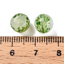 手作りのグリーンサンドランプワークビーズ  花の丸  グリーン  9x10mm  穴：1.6mm&nbsp;LAMP-T023-04B-01