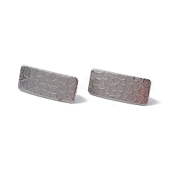 変色しない304ステンレススチールスタッドピアス  長方形  垂直ループ付き  ステンレス鋼色  20x8.5mm  穴：2.5mm  ピン：0.7mm&nbsp;EJEW-I284-23P
