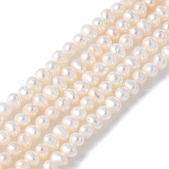 天然養殖淡水パールビーズ連売り  ポテト  グレード5a+  フローラルホワイト  3~3.5mm  穴：0.7mm  約104~129個/連  13.31~15.24''（33.8~38.7センチメートル）&nbsp;PEAR-I007-07K-05