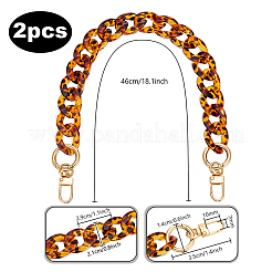 2Pcs Leopard Print Pattern Resin Bag Handles&nbsp;PURS-PH0001-39