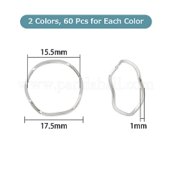 120色の真鍮製リンクリング2個  波よじりタイプ  プラチナ·ゴールデン  17.5x1mm  内径：15.5mm  60個/カラー&nbsp;KK-DC0002-69