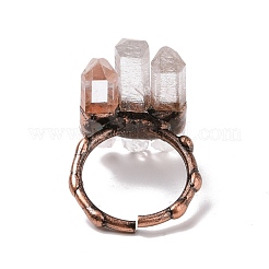 Triple Natural Quartz Crystal Irregular Bullet Open Cuff Ring&nbsp;G-I330-16R