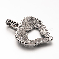 Antique Silver Plated 304 Stainless Steel Rhinestone Pendants&nbsp;STAS-M202-12A