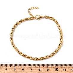 女性用304ステンレススチールコーヒービーンチェーンブレスレット  PVD真空メッキ  22KGP本金メッキ  7-7/8インチ（20cm）&nbsp;BJEW-B140-01A-G