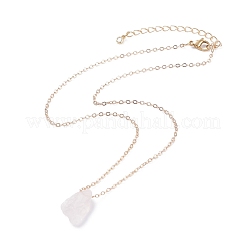 Irregular Raw Natural Rose Quartz Pendant Necklace with Brass Chain&nbsp;NJEW-JN03832-01