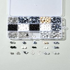 DIY Alloy & Round Natural White Jade & Obsidian & Crackle Agate & Synthetic Howlite Beads Couple Bracelets Jewelry Making Kits&nbsp;DIY-FS0007-49