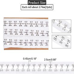 コットンフックとアイテープ  服飾材料  裁縫工芸品の飾り  鉄のフックと目で  ホワイト  25x4.5mm  約3ヤード（2.74m）/カード&nbsp;DIY-WH0308-119B