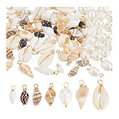 20Pcs Natural Cultured Freshwater Pearl & 60Pcs 6 Styles Natural Mixed Shell Findings Kits&nbsp;PALLOY-PH01891