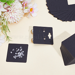 正方形の紙イヤリングディスプレイカード200個。  200個のプラスチック製イヤーナット付き  ブラック  カード：5x5x0.05センチメートル&nbsp;CDIS-ME0001-01B