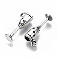合金のチベット風チャーム  カップ  カドミウムフリー＆ニッケルフリー＆鉛フリー  アンティークシルバー  20x9x5mm  穴：2mm  約1000個/1000g&nbsp;TIBEP-N009-34AS-NR
