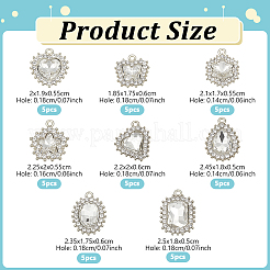 40Pcs 8 Styles Alloy Rhinestone Pendants&nbsp;ALRI-NB0001-19P