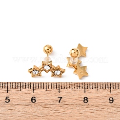 304ステンレススチール製ラインストーンスタースタッドピアス  イオンプレーティング（ip）  18KGP本金メッキ  9x14.5mm&nbsp;EJEW-K268-84G