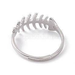 Non-Tarnish 201 Stainless Steel Fishbone Adjustable Ring for Women&nbsp;RJEW-K238-12P
