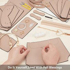 キットを作る diy pu レザー編組女性のクロスボディ ハンドバッグ  生地を含む  クロスボディストラップ  ねじ  ねじ回し  マグネットクラスプ  スレッド  針  はさみ  小麦&nbsp;DIY-WH0349-210A