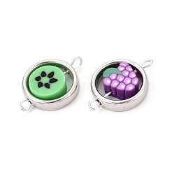 Polymer Clay Fruit Beads with CCB Plastic Ring Frame Connector Charms&nbsp;CLAY-T022-34M