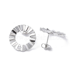 変色しない304ステンレススチールスタッドピアス金具  リング  ステンレス鋼色  18mm  穴：1.6mm  ピン：0.8mm&nbsp;EJEW-I285-21P