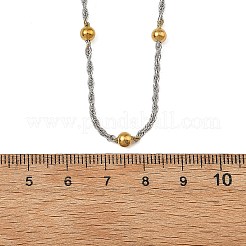 ツートンカラーの304ステンレススチール製ラウンドボールロープチェーンネックレス  ゴールデン·ステンレス鋼色  15.75インチ（40cm）&nbsp;NJEW-JN06556