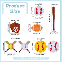 16Pcs 8 Styles Polyester Iron on/Sew On Patches&nbsp;PATC-ME0001-03