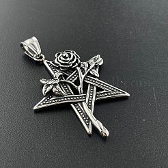 Vintage 304 Stainless Steel Star Rose Pendant Necklaces&nbsp;XF5459