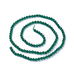 カット加工ガラスビーズ連売り  ラウンド  濃い緑  3~3.5mm  穴：0.5mm  約115~130個/連  14.5~16.1インチ（37~41cm）&nbsp;X-G-F619-09C-3mm