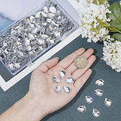 250個のフラットバック模造台湾ファセットティアドロップアクリルラインストーンカボション  透明  18x13x4mm  250個/箱&nbsp;GACR-FG0001-06