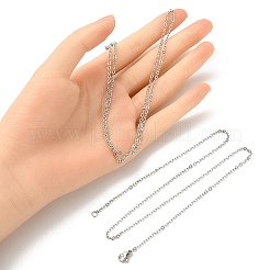 304ステンレススチールアズキチェーンネックレス10個セット、男性用、女性用  ステンレス鋼色  17.7インチ（45cm）&nbsp;STAS-YW0002-01P