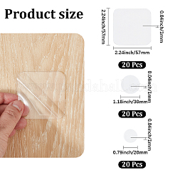 60個 3スタイル PVC 両面粘着剤  広場  透明  30~57x30~57x1mm  20個/スタイル&nbsp;AJEW-CY0003-13