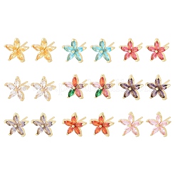 Brass Micro Pave Cubic Zirconia Stud Earrings for Women&nbsp;KK-A305-05G