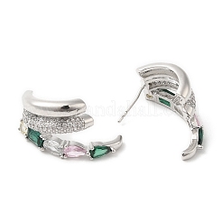 Emerald Rhinestone Claw Stud Earrings&nbsp;EJEW-D059-04P-02