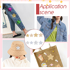 40Pcs 4 Styles Star Iron on/Sew on PVC Sequins Patches&nbsp;PATC-NB0001-33
