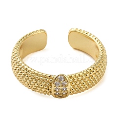 Rack Plating Real 18K Gold Plated Brass Oval Open Cuff Rings&nbsp;RJEW-B048-01G