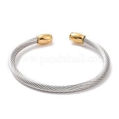トレンディな女性用 304 ステンレス トルク バングル  カフバングル  ラインストーンメタルヘッドパーツ  53mm  黄金のステンレス鋼色  53mm&nbsp;BJEW-N225-72P