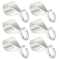 スターリングシルバーチューブベイル6個925個  ループベイル  三角形  プラチナ  10x5x3.5mm  穴：1.8mmと5.5x4mm&nbsp;STER-SC0001-64P