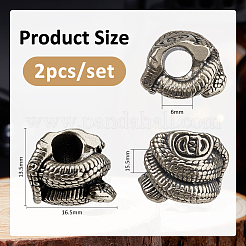 2Pcs Brass European Beads&nbsp;KK-FH0008-13AS
