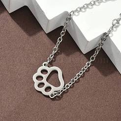 304ステンレススチールの足跡リンクブレスレット  女性用アズキチェーンブレスレット  ステンレス鋼色  5-1/2インチ（14cm）&nbsp;BJEW-F500-02P