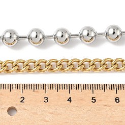 304 Stainless Steel Half Ball Chain & Twisted Chain Necklaces with OT Buckles&nbsp;NJEW-V010-03GP