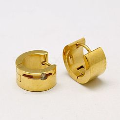 ファッション 304 ステンレススチール ハギー フープ イヤリング  ラインストーン付き  黄金メッキ  12~12.5x13~13.5x4~9mm  ピン：0.8mm&nbsp;EJEW-G124-M14