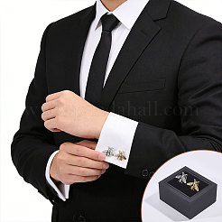 プラスチック製の転倒式カフスボタン収納ボックス  長方形  ブラック  7.8x6.8x4.05cm&nbsp;CON-WH0095-227