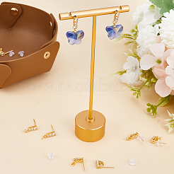 10Pcs Brass Glass Rhinestone Stud Earring Findings&nbsp;KK-BBC0009-24