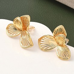 真鍮の葉のスタッドピアス  ニッケルフリー  18KGP本金メッキ  20.5x22mm&nbsp;EJEW-D337-11G