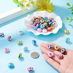 50Pcs 10 Colors Opaque Resin Rondelle European Beads&nbsp;RESI-TA0005-47