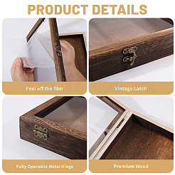 見える窓付きの木製昆虫標本展示ケース  長方形  ココナッツブラウン  31x22x4.5cm&nbsp;CON-CA0001-035B