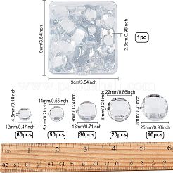 170個5サイズのアクリルラインストーンカボション  フラットバック  多面カット  半円  透明  12~25x4.5~8mm&nbsp;GACR-CA0001-01
