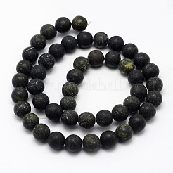 天然蛇紋岩/グリーンレースストーンビーズ連売り  艶消し  ラウンド  8mm  穴：1mm  約48個/連  14.5~15インチ&nbsp;G-D676-8mm