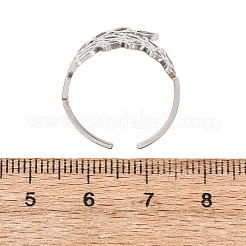 304ステンレススチールカフオープンリング  葉  ステンレス鋼色  20mm  内径：18mm&nbsp;RJEW-P191-10P